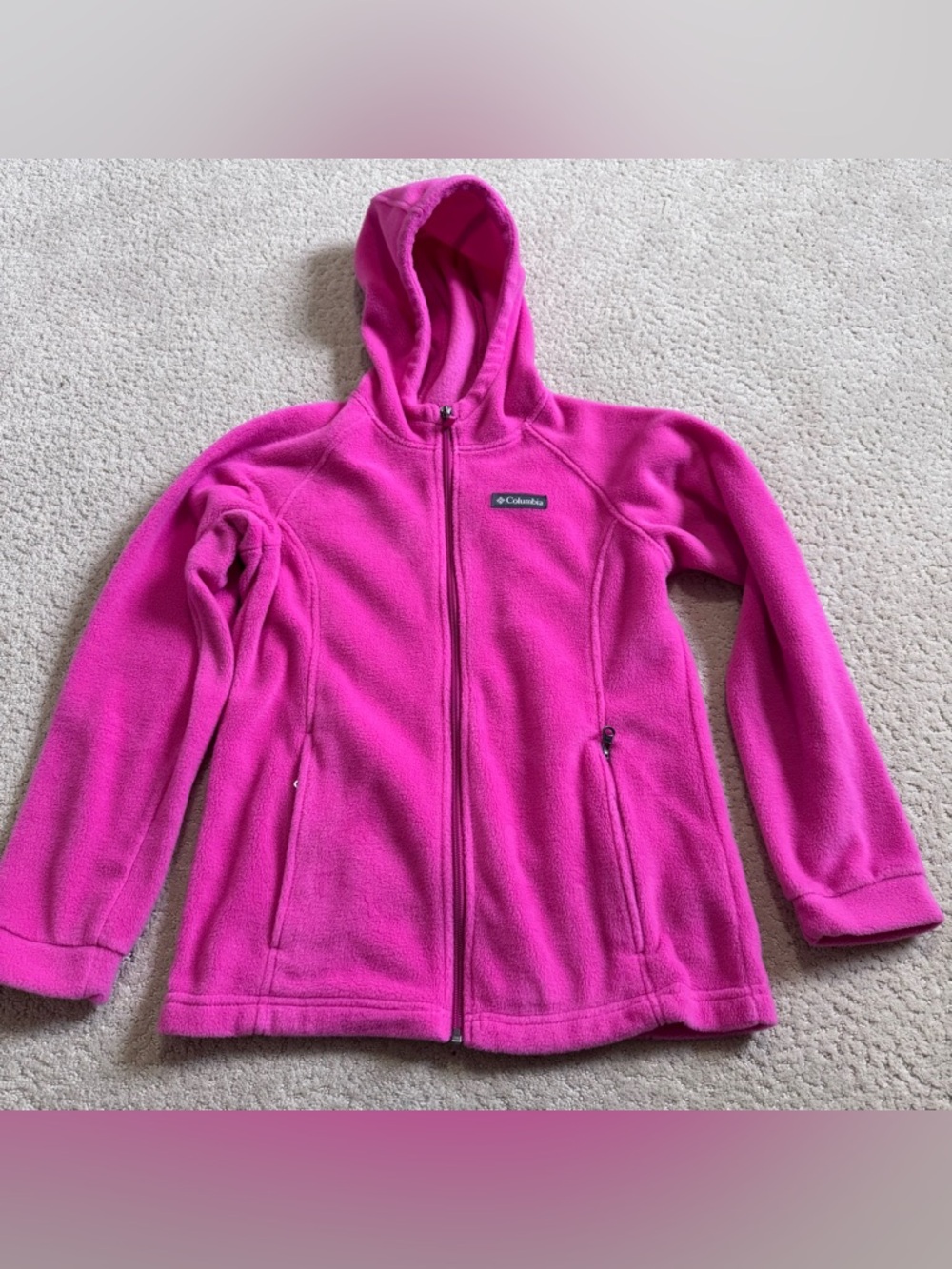 Columbia Girls' Benton Full Zip Fleece Hoodie Hooded Jacket Pink Size L 14/16